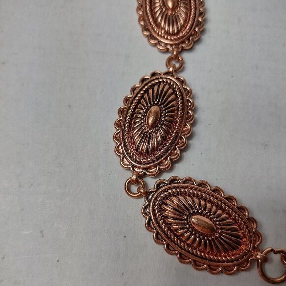Copper Tone Metal Medallion Chain Link Belt Bohemian - Picture 3 of 5